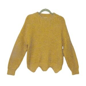 BKE Mustard Yellow Chunky Knit Cropped Sweater Size S